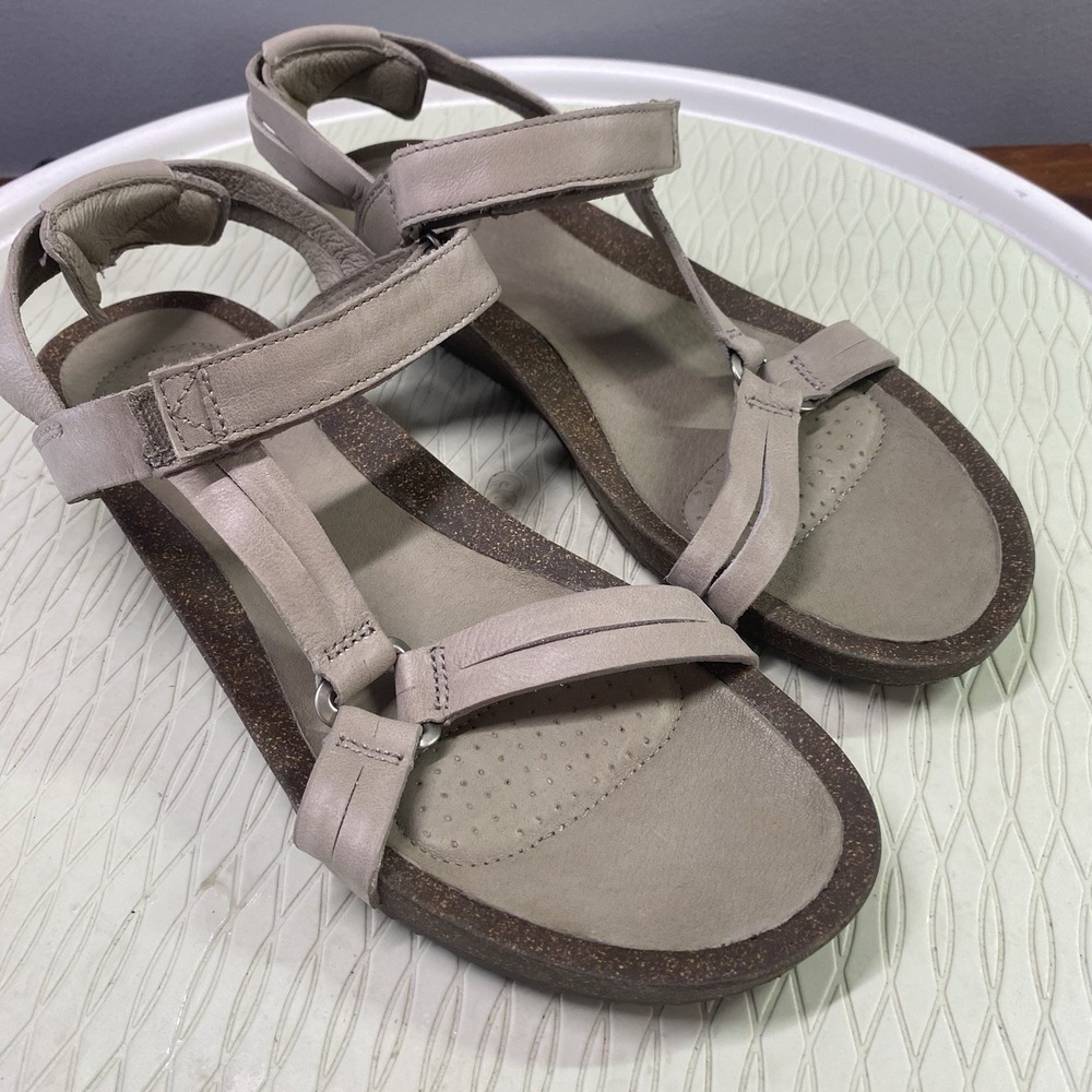 Teva Womens Ysidro‎ Gray Leather Comfort Strappy Sandals Sz 9